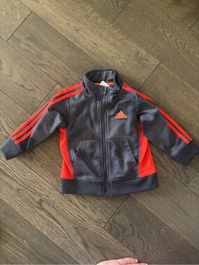 (5/$20)  adidas Gray and Orange Toddler Zip Jacket